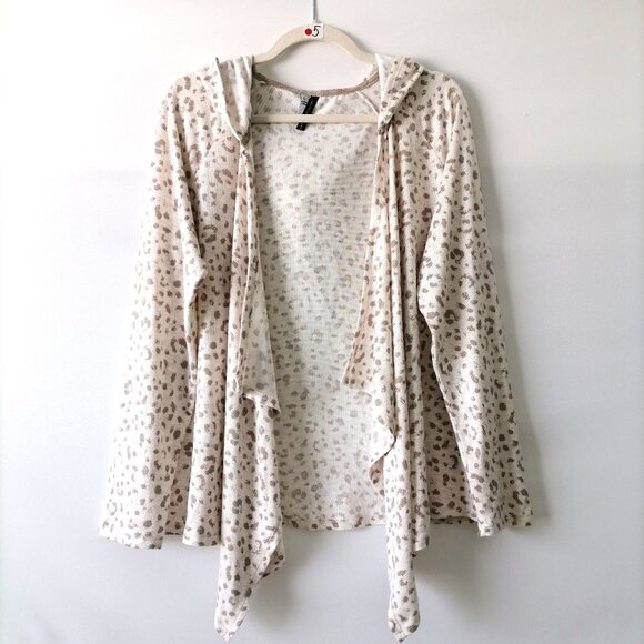 Jaclyn Intimates Womens Super Soft Cheetah Print Hooded Open Cardigan Size L - Picture 1 of 7